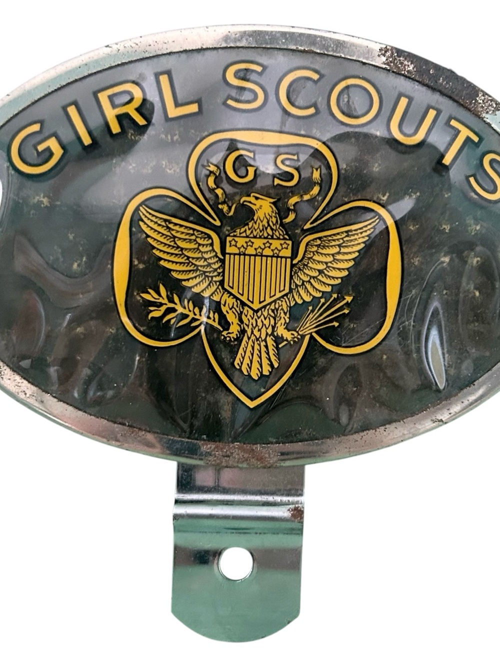 Vintage Girl Scouts Girl Scout Celluloid and Metal License Plate Topper
